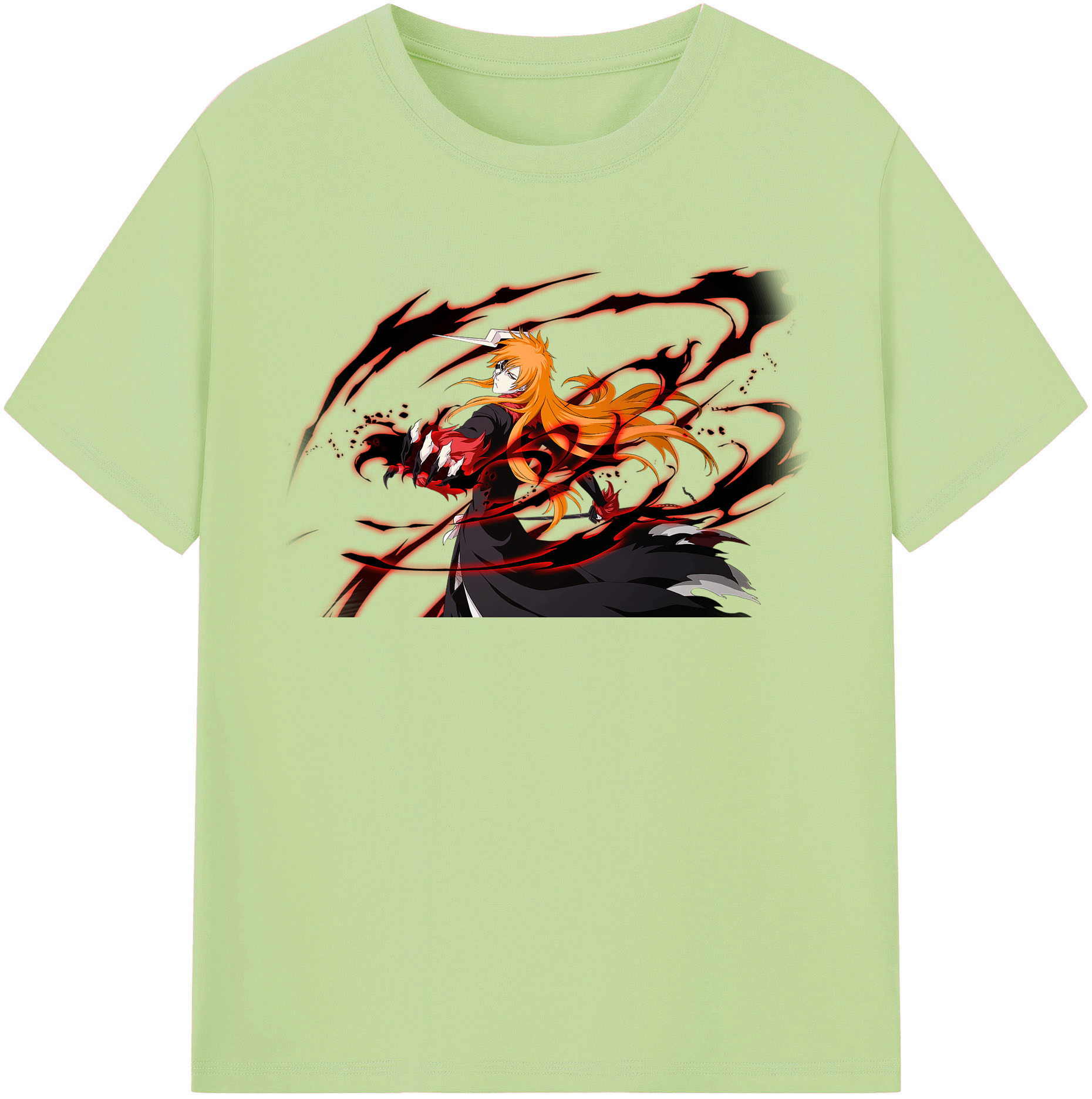 （画像用） ブリーチ 黒崎一護（くろさき いちご）BLEACH Kurosaki Ichigo 綿100％半袖Tシャツ（フロントプリント）